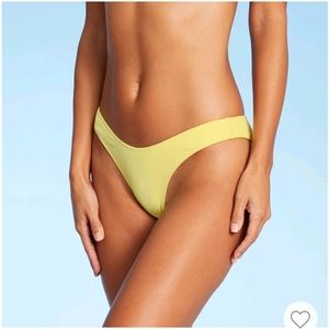 Xhilaration yellow high leg scoop waist bikini bottom - junior's large